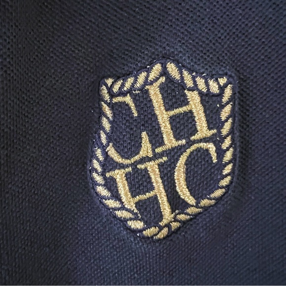Carolina Herrera Polo Navy Blue Gold Embroidered Crest Cotton T-shirt Wom… - Picture 7 of 15
